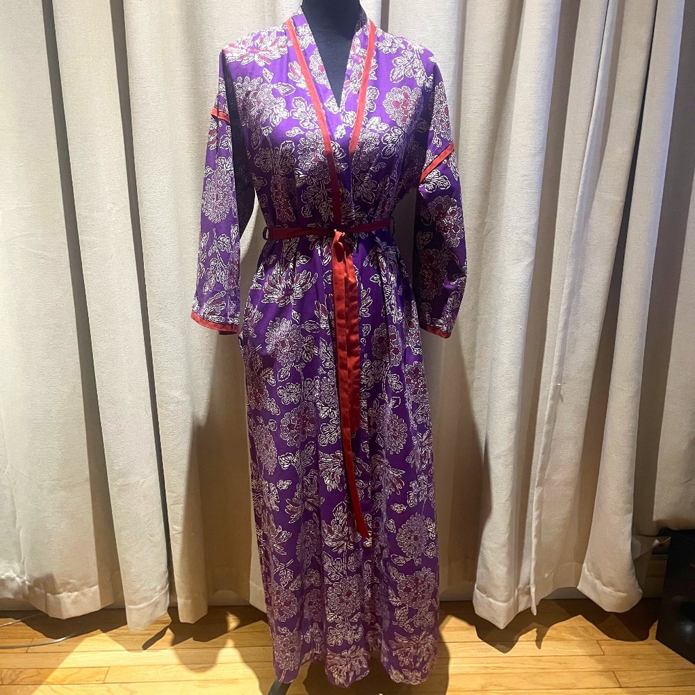 Vintage Smart Time Floral Kimono Robe Petite Made in USA